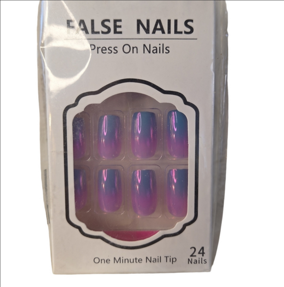 False Nails Other - False Nails Gradient Purple Blue Medium Square Ombre